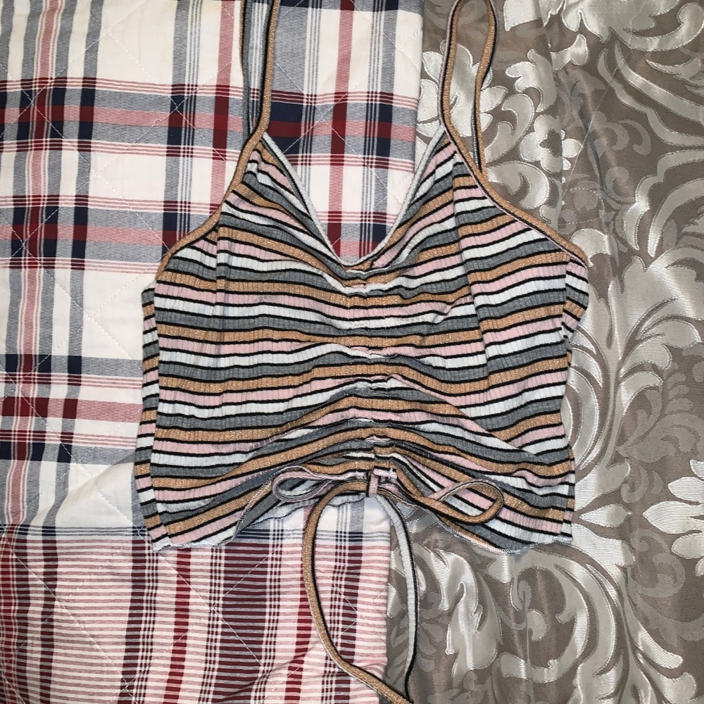 Colorful Drawstring Front Tank Top - Picture 2 of 2